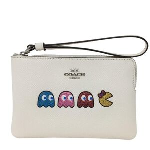 Coach Pacman Corner Zip Wristlet White Small Wallet